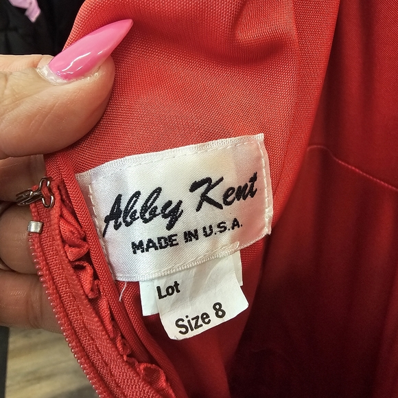 Abby Keni dress, 80s, vintage, asymmetrical,  red and black,  retro, costumes, - Picture 5 of 11